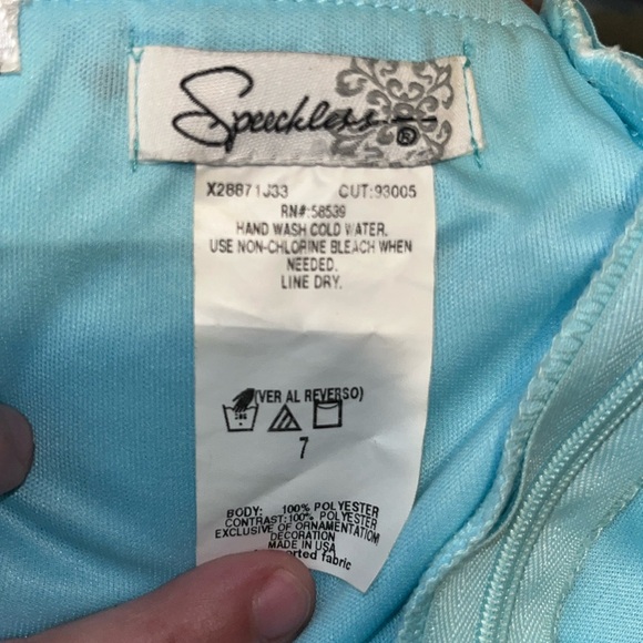 Speechless Junior Girl’s Baby Blue A-Line Beaded Bow Homecoming Dress Size 7 - Picture 9 of 12